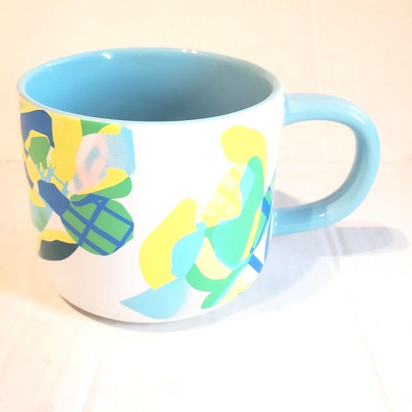 Starbucks Citrus Floral Coffee Mug Ceramic Yellow Blue 14oz 2023 Easter - Picture 6 of 10